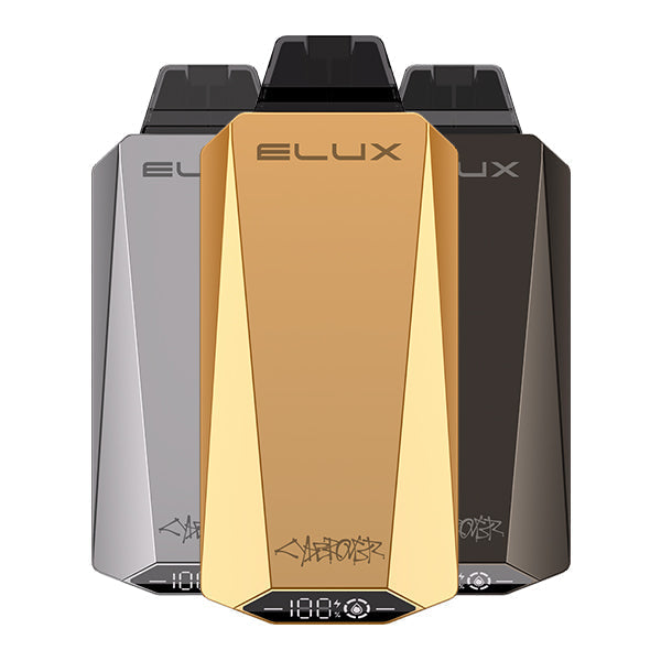 Elux cyberover 1500 puff three vapes with, black, silver and golden color