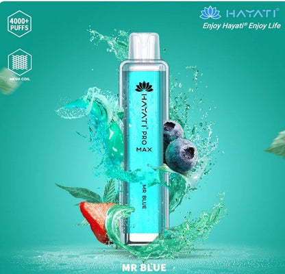 Bottle of  Hayati Pro Max 4000 Disposable Vape (Blue) of mr blue flavour