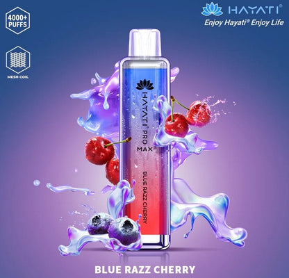 Bottle of  Hayati Pro Max 4000 Disposable Vape (Blue+ Red) Blue Razz Cherry flavour