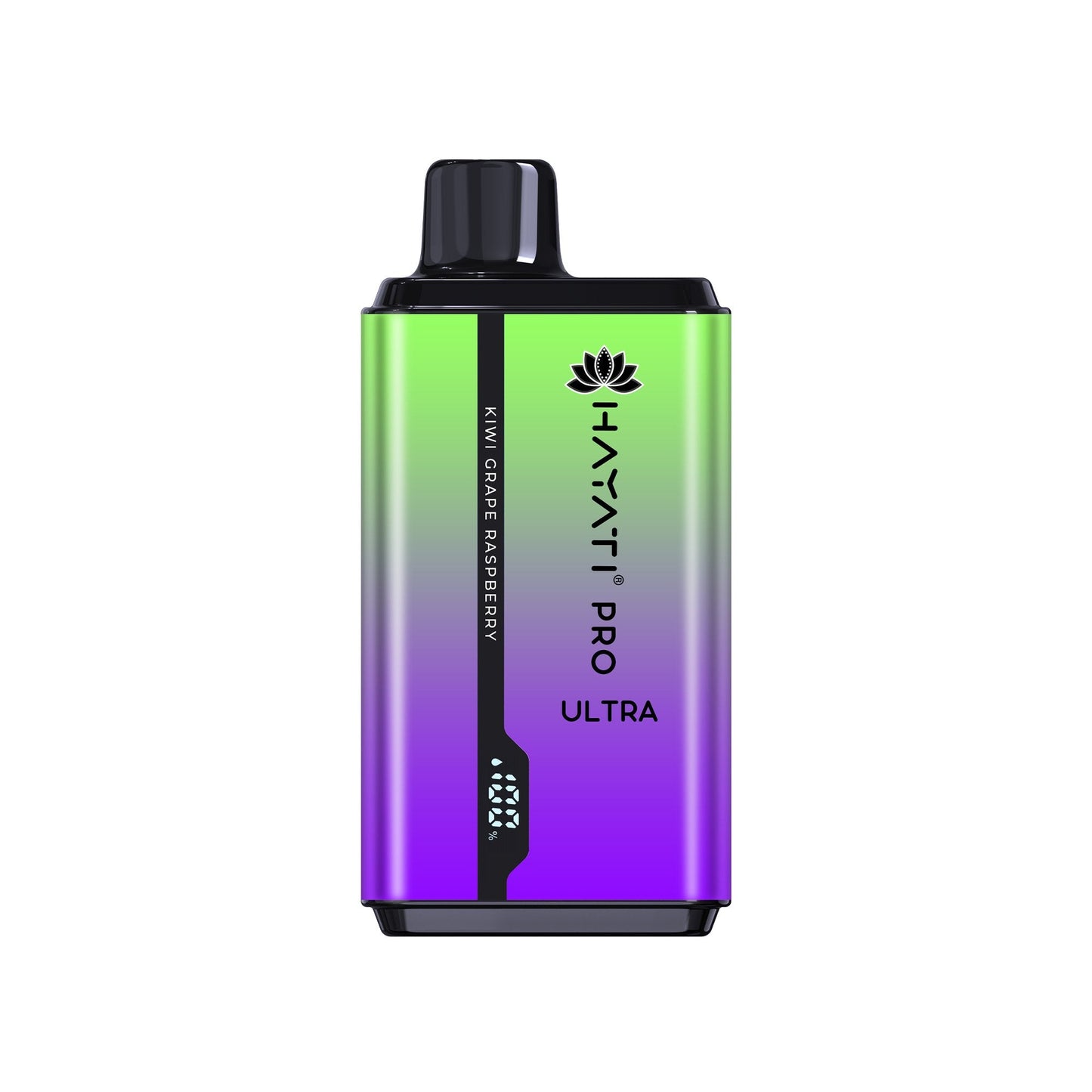 Bottle of Hayati Pro Ultra 15000 Puffs Disposable Vape (green+purple) of Kiwi Grape Raspberry