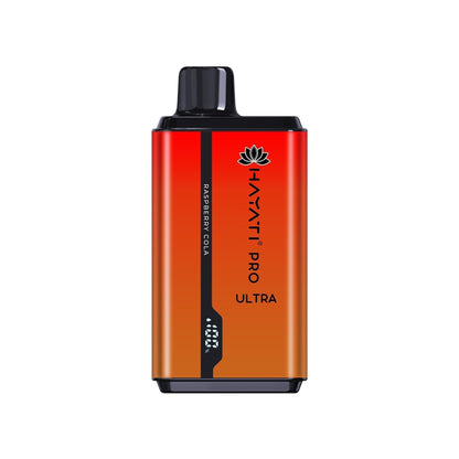 Bottle of Hayati Pro Ultra 15000 Puffs Disposable Vape (Red+orange) of  Raspberry cola