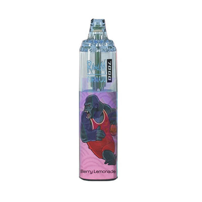  A bottle of RandM Tornado7000 e-liquid featuring  Berry Lemonade Flavour , colorful cartoon character, designed for 7000 puffs of vaping enjoyment.