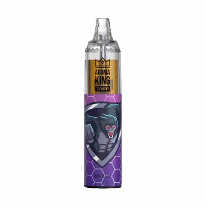  A bottle of Aroma king 7000 e-liquid featuring mr Blue Flavour, a colorful cartoon character, designed for 7000 puffs of vaping enjoyment.
