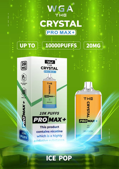 Crystal Pro Max + 10000 Disposable Vape Pod Device Box of 10