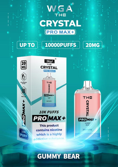 Crystal Pro Max + 10000 Disposable Vape Pod Device Box of 10